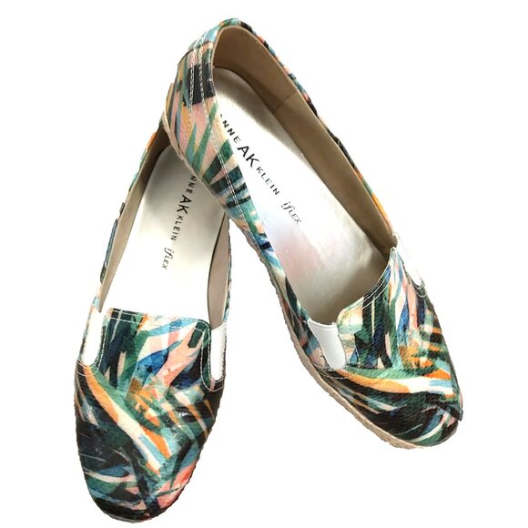 AK Anne Klein iflex Flats Stefana Women's Bamboo Print Jute Edge Slip On - 9M - Picture 1 of 8